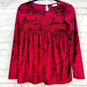 Holiday Red Crushed Velvet Girls‎ Day Trip xl Girls 14
